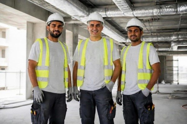 Hisab Technical Services installation team on a construction site