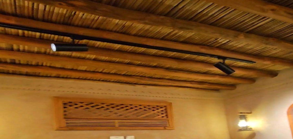 Interior timber ceiling with air grille – Al Dhaid Fort Tower, Al Dhaid, Sharjah